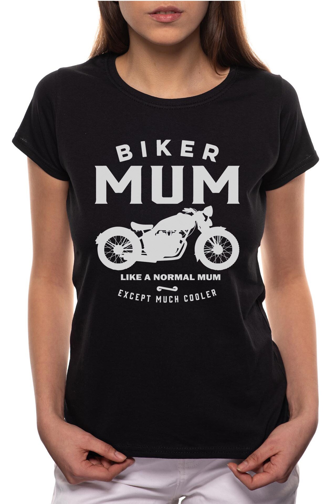 Tricou dama, Biker Mum, 100% Bumbac, W338, Negru