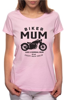 Tricou dama, Biker Mum, 100% Bumbac, W338, Roz Tricou dama, Biker Mum, 100% Bumbac, W338, Roz
