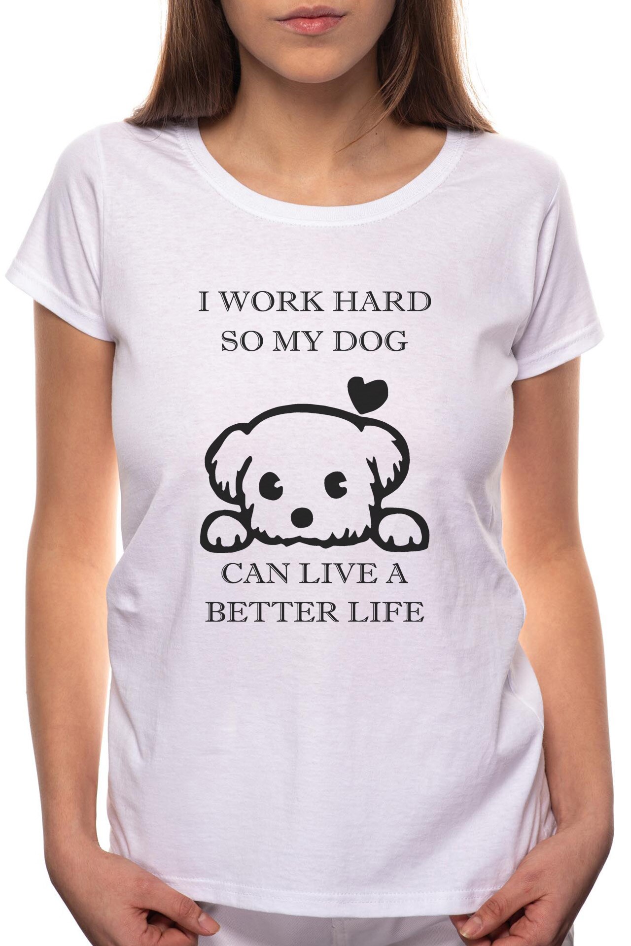 Tricou dama, My Dog, 100% Bumbac, R347, Alb