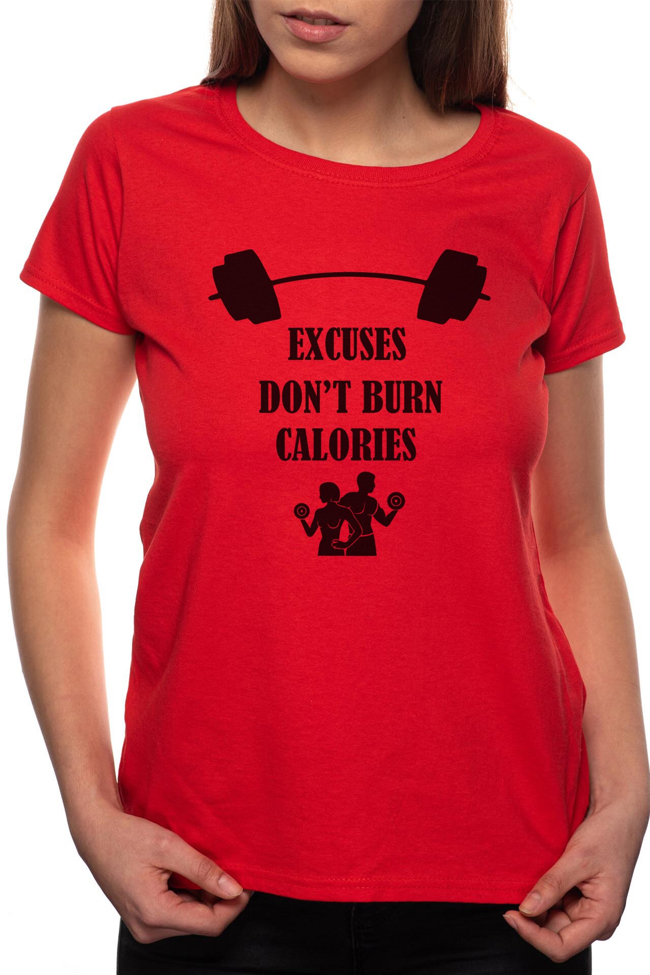Tricou dama, Excuses, 100% Bumbac, W342, Rosu