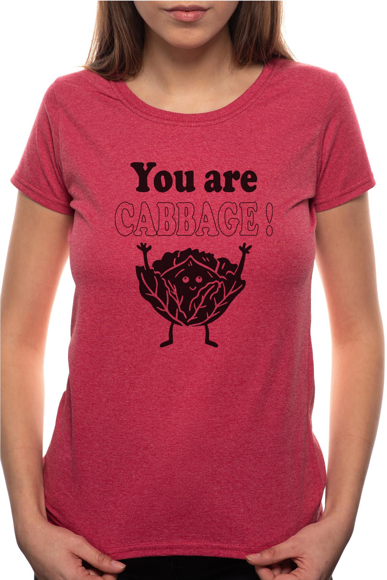 Tricou dama, You Are Cabbage, 100% Bumbac, B343, Rosu Bordeaux