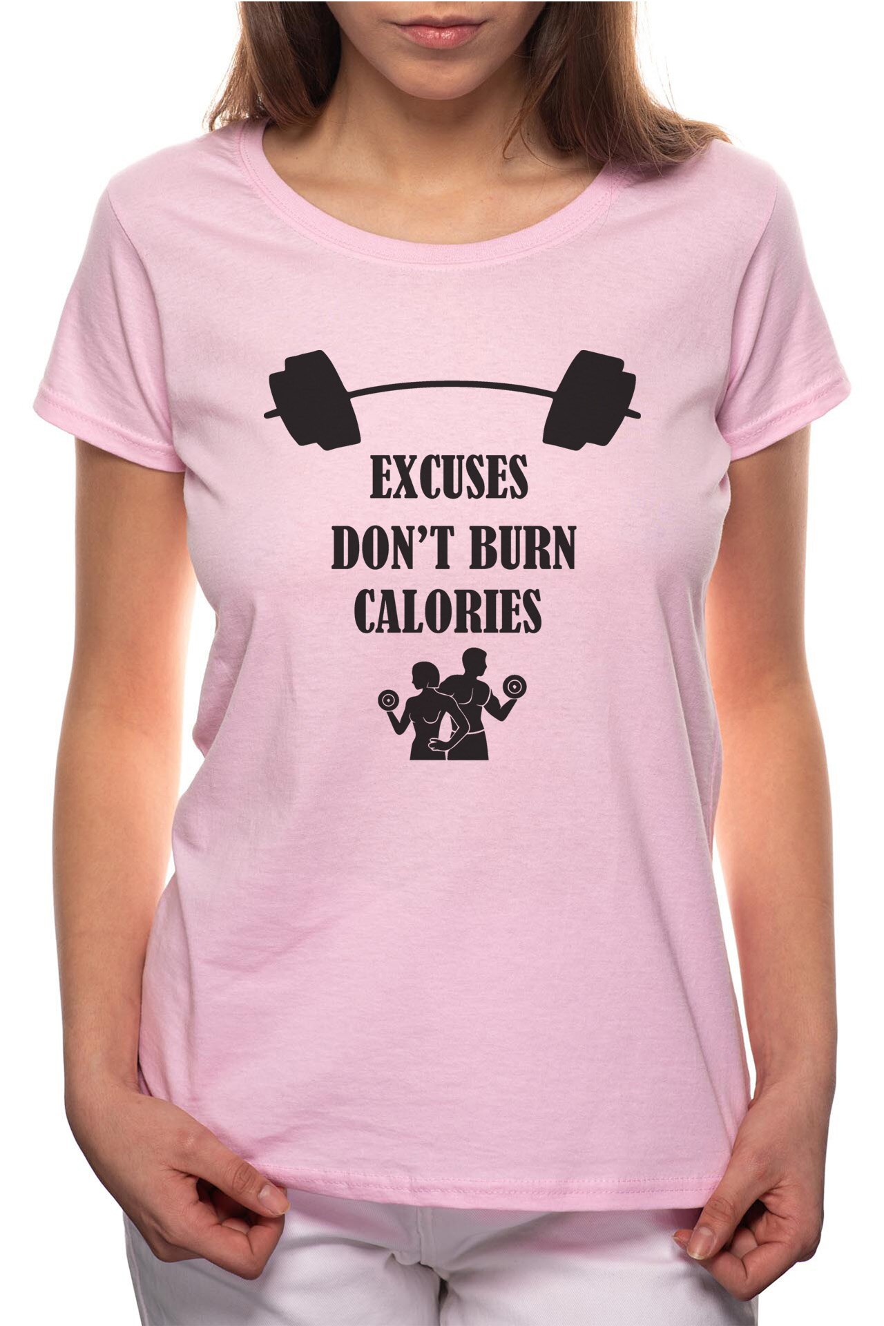 Tricou dama, Excuses, 100% Bumbac, W342, Roz
