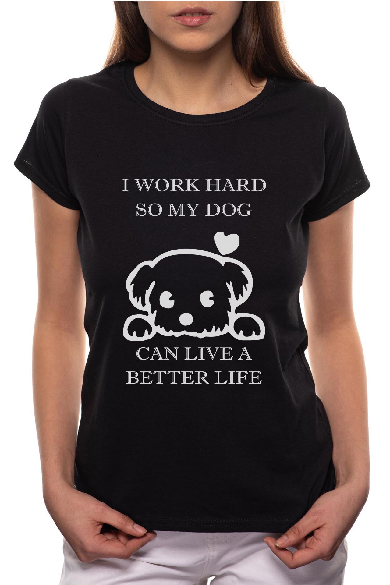 Tricou dama, My Dog, 100% Bumbac, R347, Negru