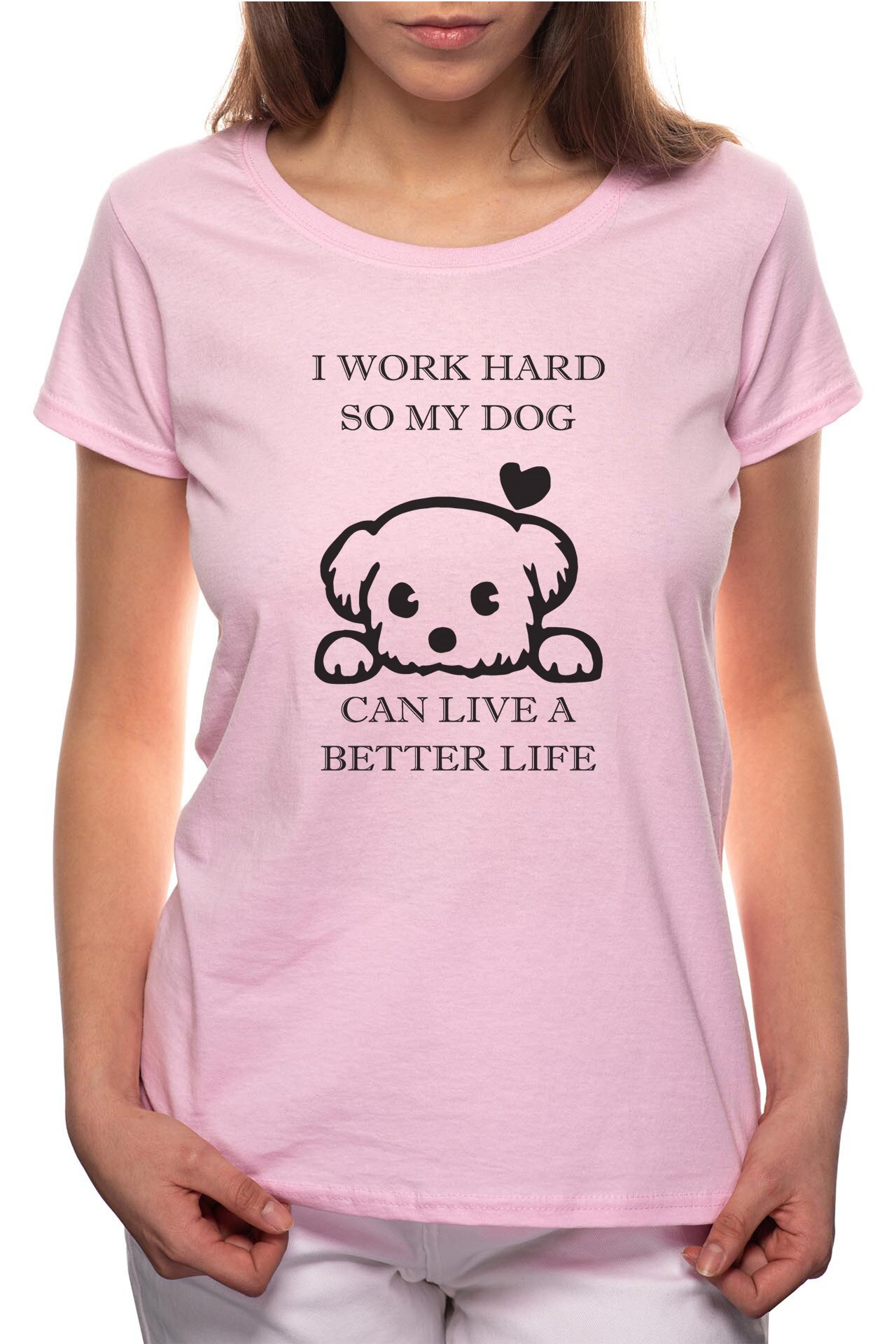 Tricou dama, My Dog, 100% Bumbac, R347, Roz