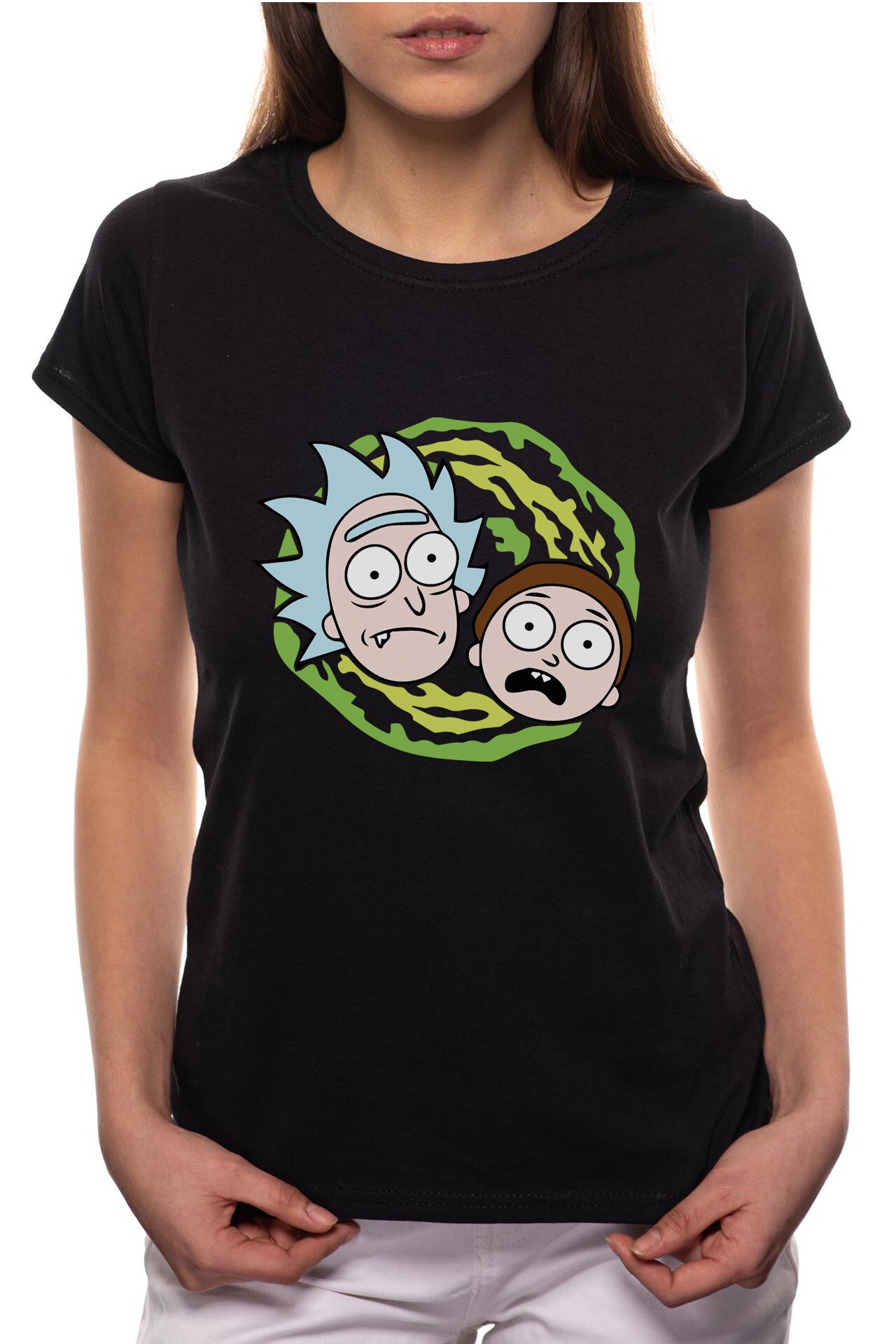 Tricou dama, Rick And Morty, 100% Bumbac, R169, Negru