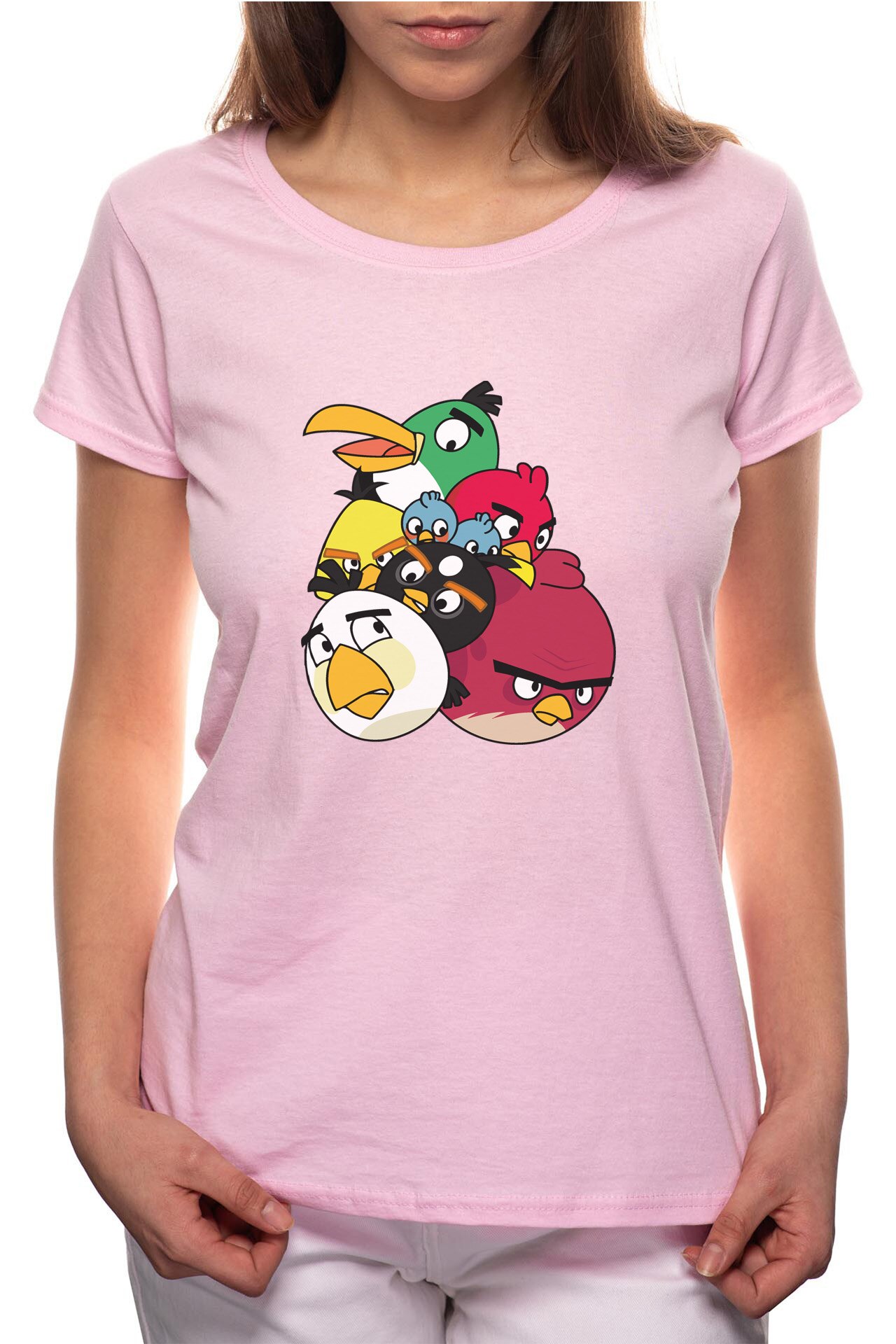Tricou dama, Angry Birds, 100% Bumbac, P181, Roz