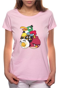 Tricou dama, Angry Birds, 100% Bumbac, P181, Roz Tricou dama, Angry Birds, 100% Bumbac, P181, Roz