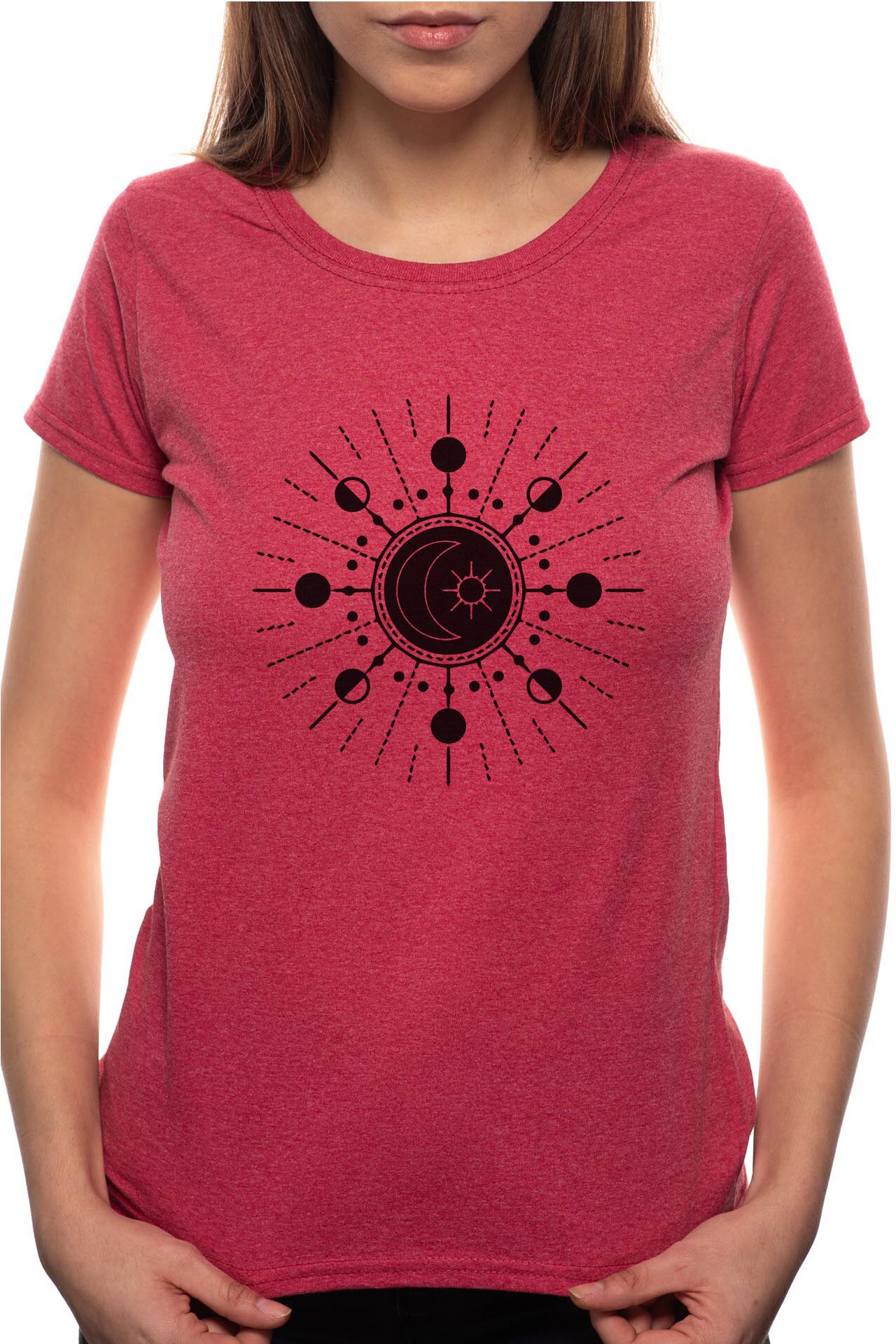 Tricou dama, Sun And Moon, 100% Bumbac, W190, Rosu Bordeaux