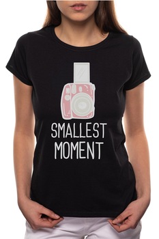 Tricou dama, Smallest Moment, 100% Bumbac, P251, Negru Tricou dama, Smallest Moment, 100% Bumbac, P251, Negru