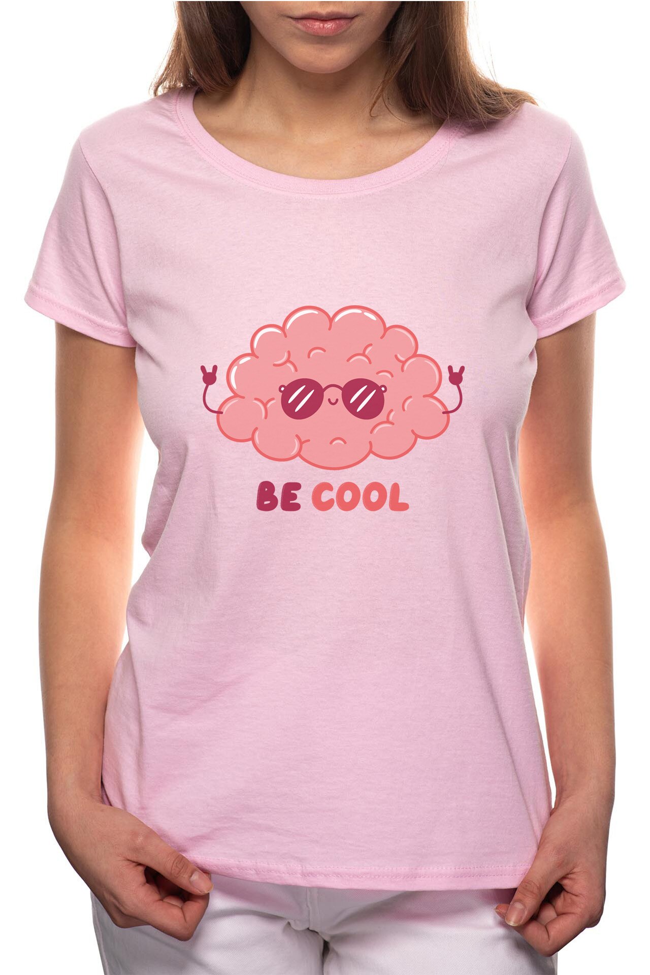 Tricou dama, Be Cool Brain, 100% Bumbac, B258, Roz