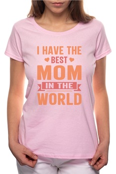 Tricou dama, Best Mom, 100% Bumbac, P288, Roz Tricou dama, Best Mom, 100% Bumbac, P288, Roz