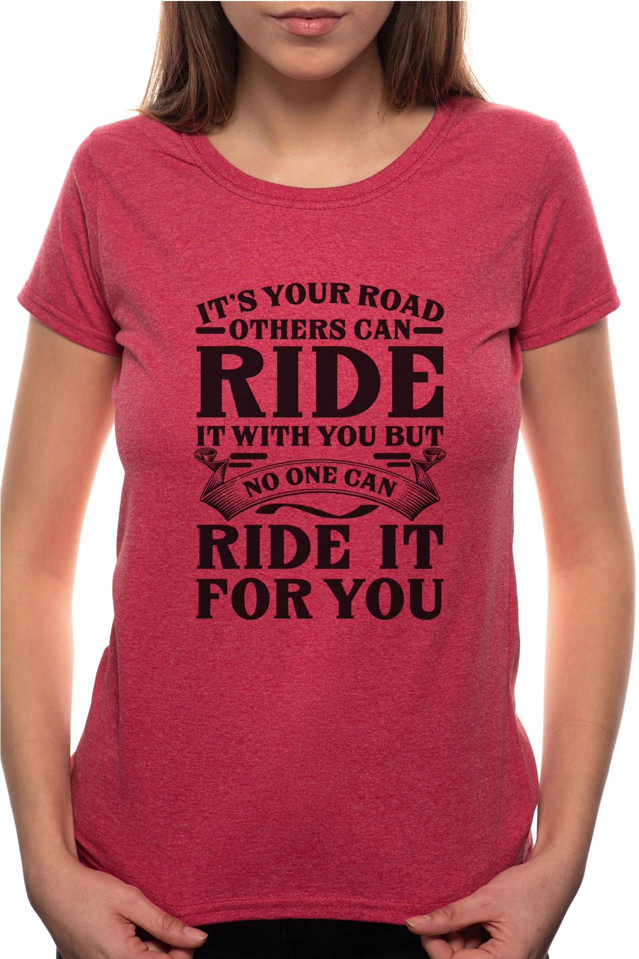 Tricou dama, Ride It, 100% Bumbac, W294, Rosu Bordeaux