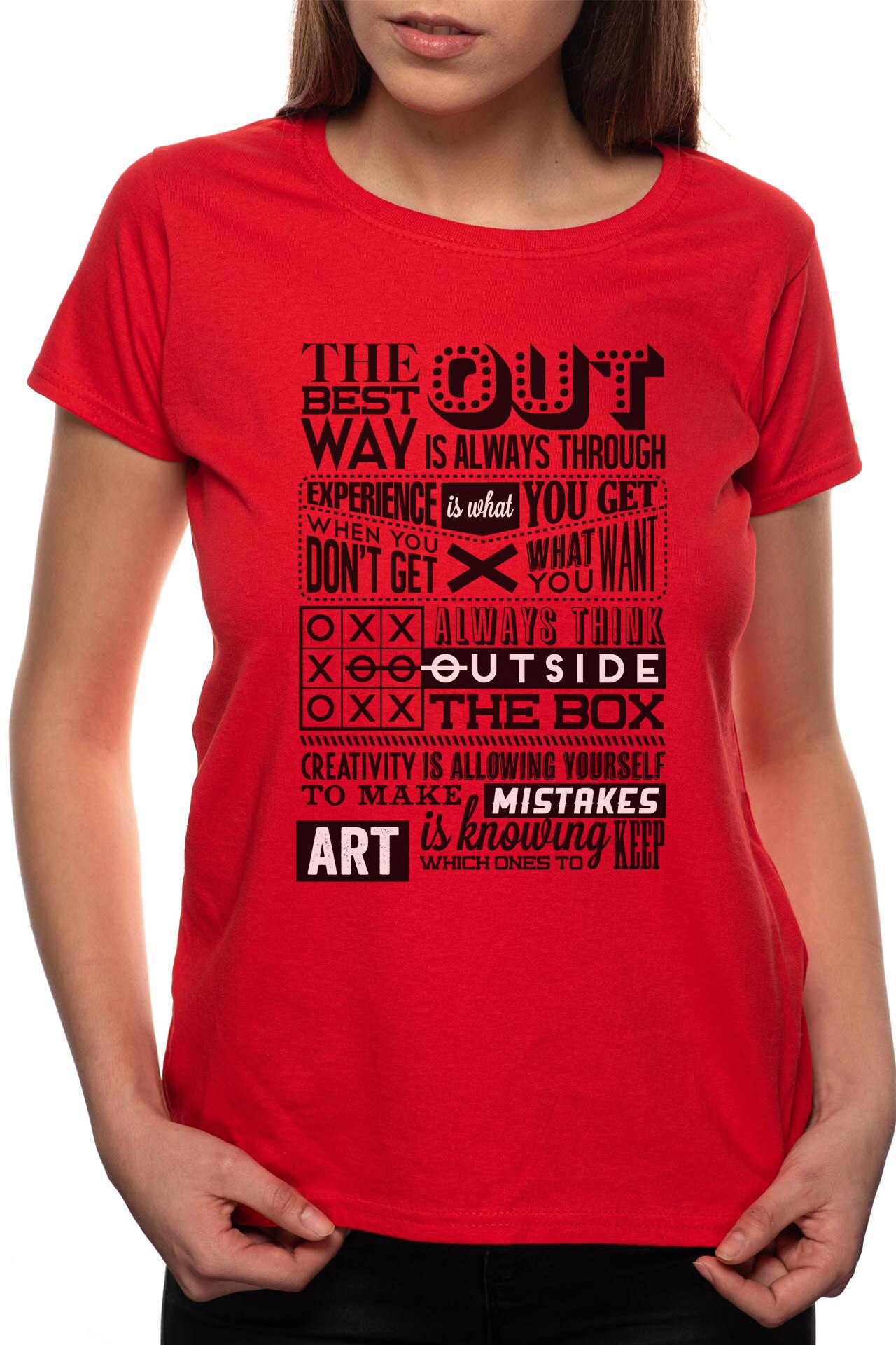 Tricou dama, Positive Think, 100% Bumbac, BR317, Rosu