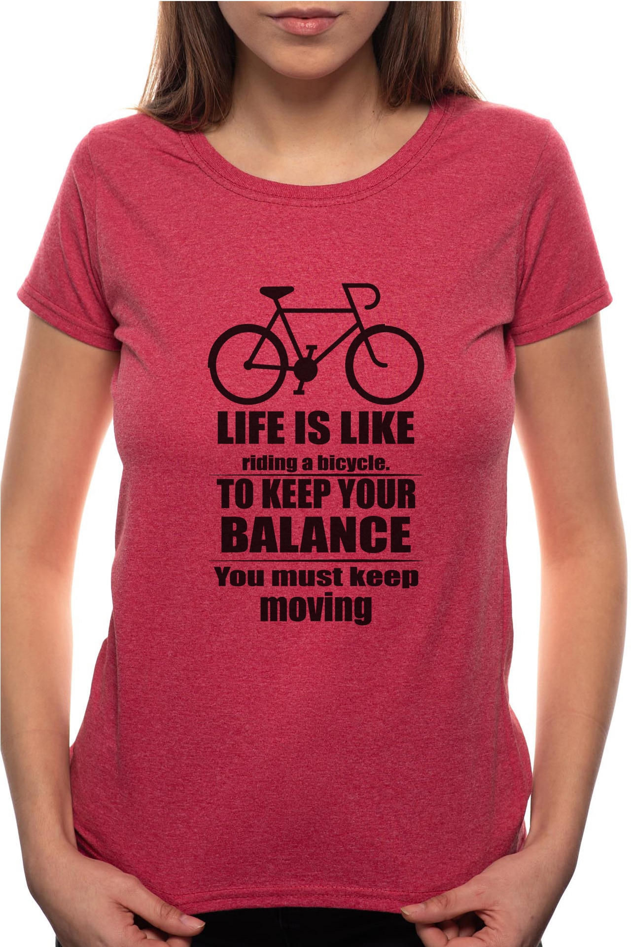 Tricou dama, Balance, 100% Bumbac, R335, Rosu Bordeaux