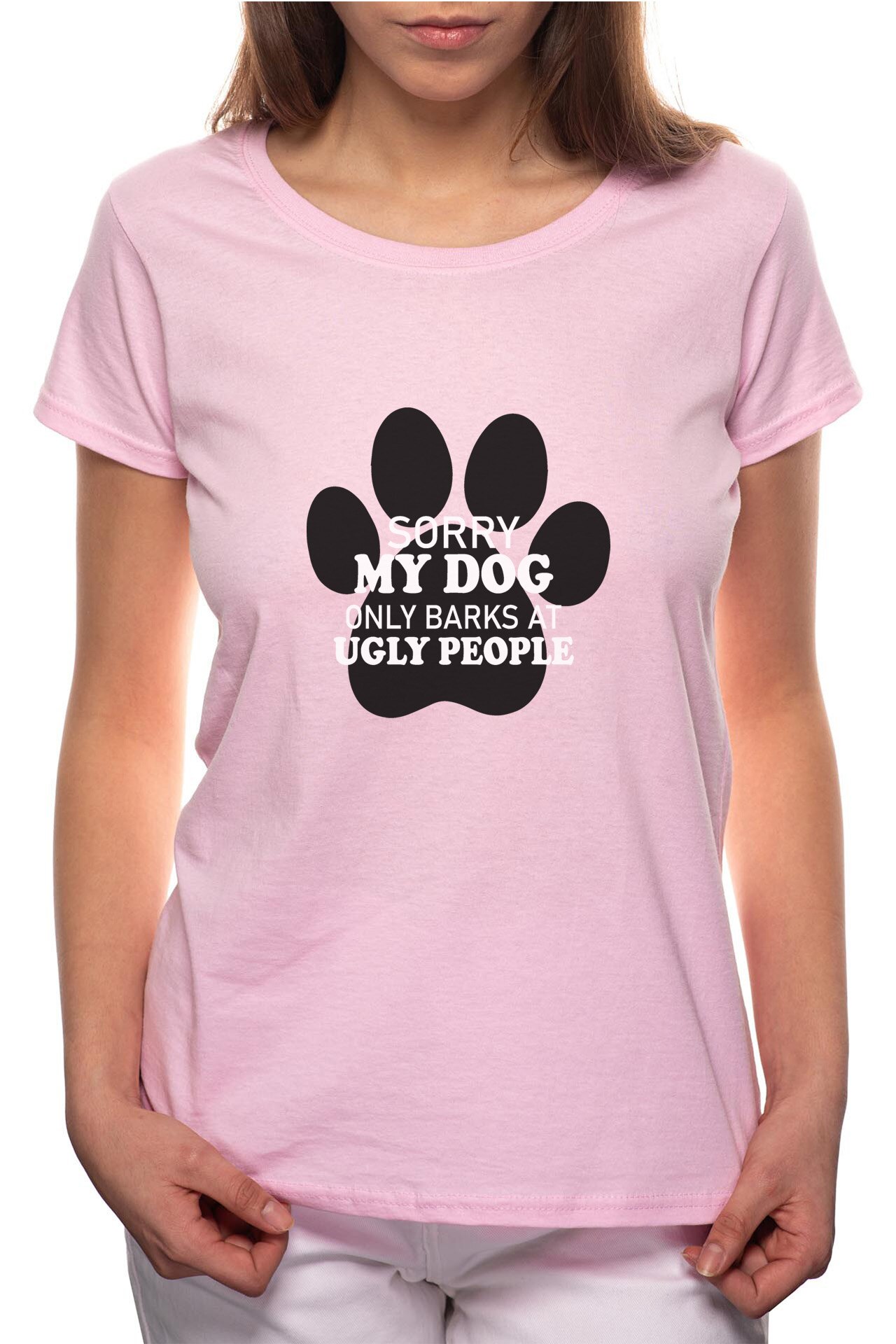 Tricou dama, My Dog Only Barks, 100% Bumbac, BR348, Roz