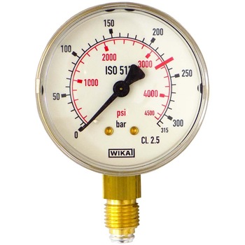 Manometru inalta presiune CO2/Ar, G1/4'', D63, Scala:0-315bar Manometru inalta presiune CO2/Ar, G1/4'', D63, Scala:0-315bar