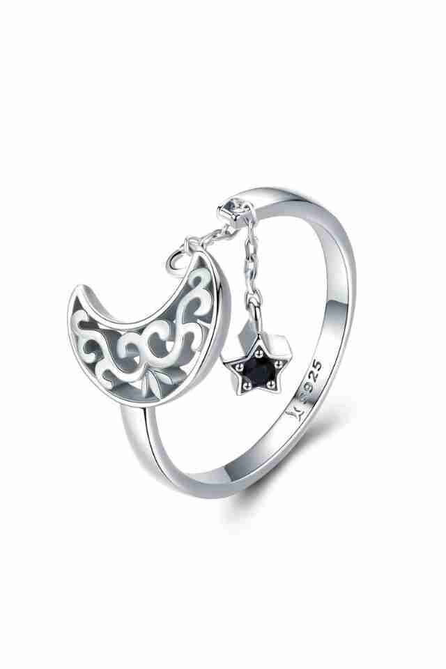 Inel din argint 925 Black Star cu pietre de zirconiu, masura ajustabila, cadou, aniversare, sarbatori, martisor