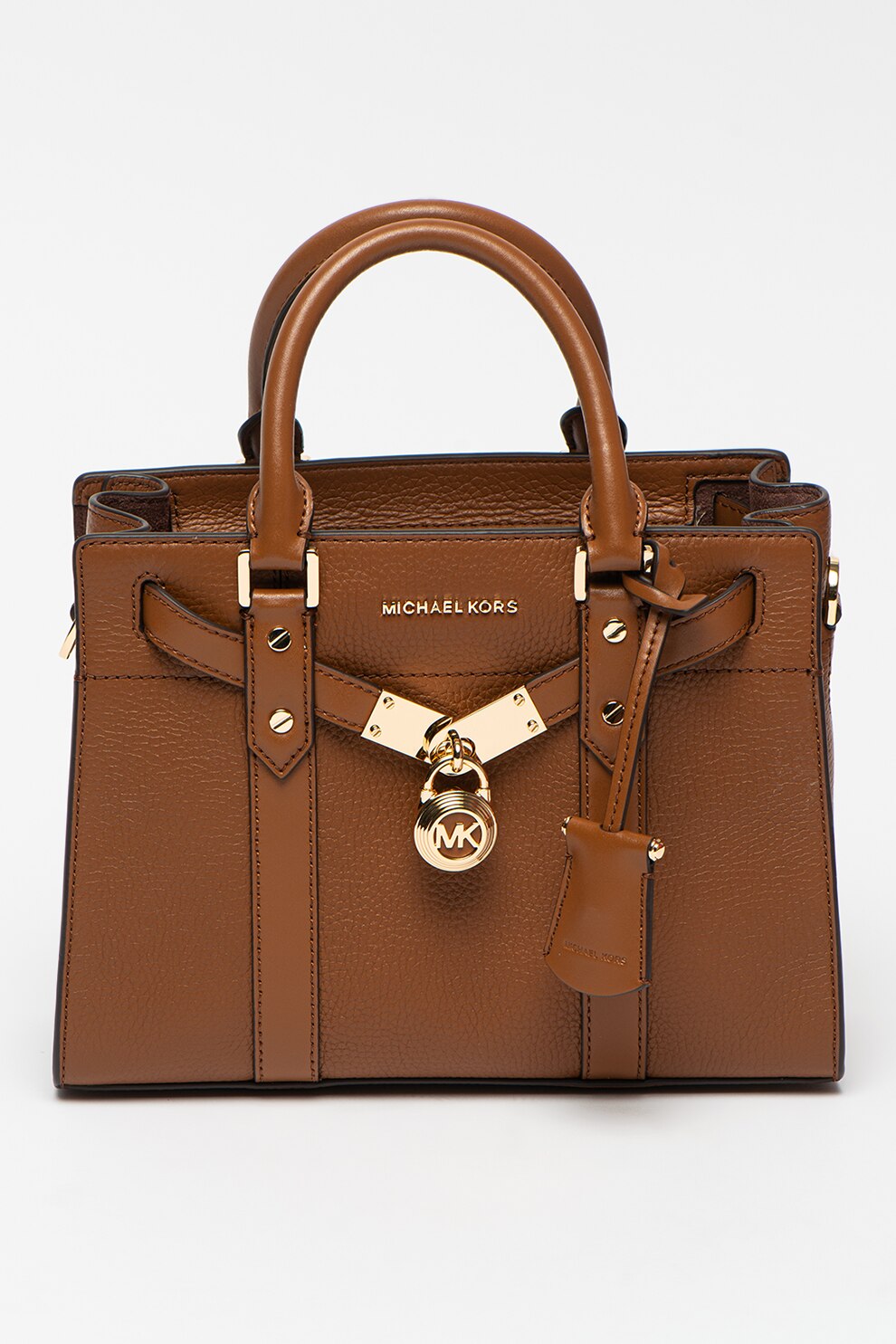 Michael Kors, Geanta de piele cu bareta de umar Hamilton, Maro inchis
