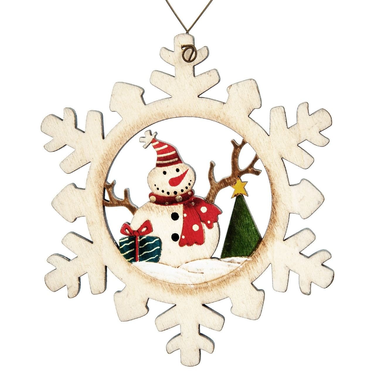 Ornament lemn Craciun, Snow Flake, 15 cm