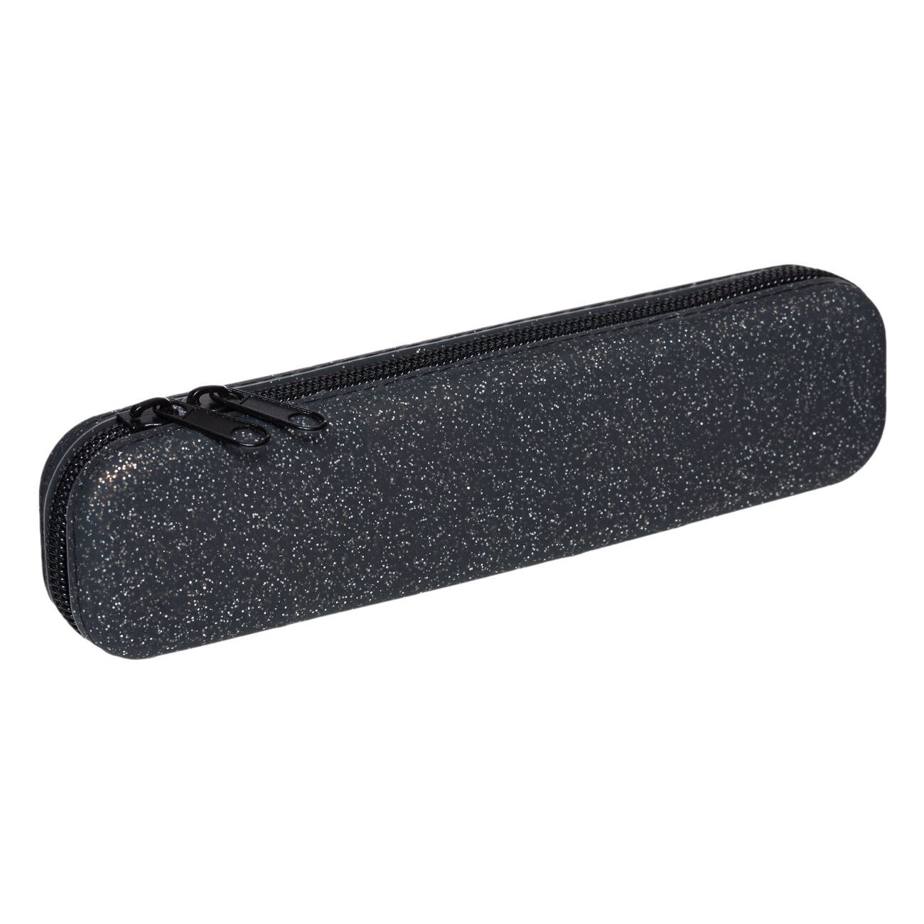 Penar Zola® pentru fete,20x2.5x5 cm, model negru cu fermoar si glitter