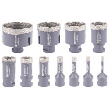 Kit 12 carote diamantate gauri de la 6 la 68 mm plus adaptor M14 in valiza de aluminiu Kit 12 carote diamantate gauri de la 6 la 68 mm plus adaptor M14 in valiza de aluminiu