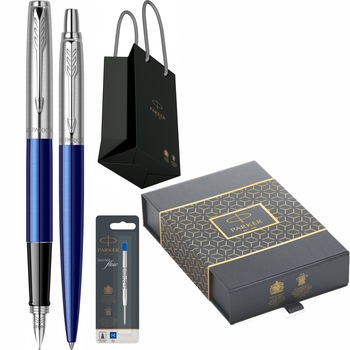 Set Stilou Pix Personalizat prin Gravura Laser Parker Jotter Royal Blue CT cu rezerva stilou si rezerva mina pix Quink Flow Albastru M/ F in cutie si punga Parker Set Stilou Pix Personalizat prin Gravura Laser Parker Jotter Royal Blue CT cu rezerva stilou si rezerva mina pix Quink Flow Albastru M/ F in cutie si punga Parker
