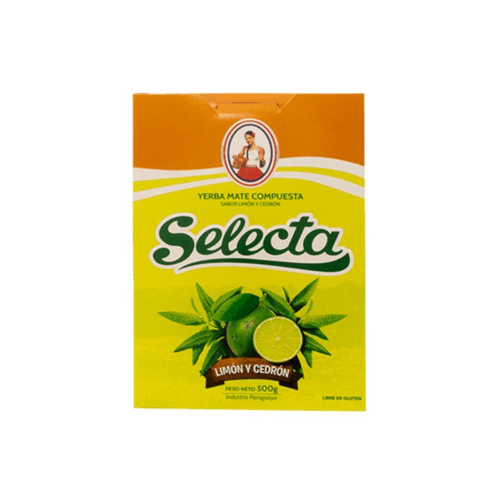 Yerba Mate Tea, Selecta, Limon y Cedron, Citrom, 0.5 kg