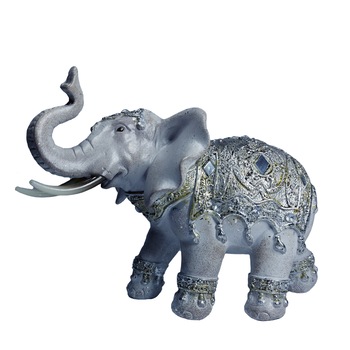 Statueta ArtDeco Elefant Silver din polirasina de culoare argintie cu romburi de oglinda, dimensiuni 12 cm inaltime, 17 cm lungime si 9 cm latime Statueta ArtDeco Elefant Silver din polirasina de culoare argintie cu romburi de oglinda, dimensiuni 12 cm inaltime, 17 cm lungime si 9 cm latime