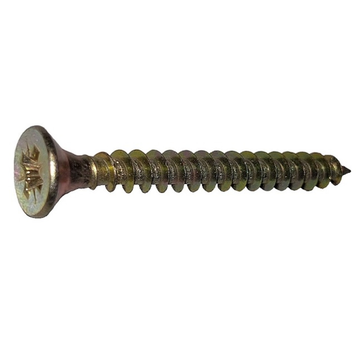 Set 1000 suruburi pentru lemn, REISSER, cap inecat, 3x30, amprenta PZ, zincate galben, filetate complet,