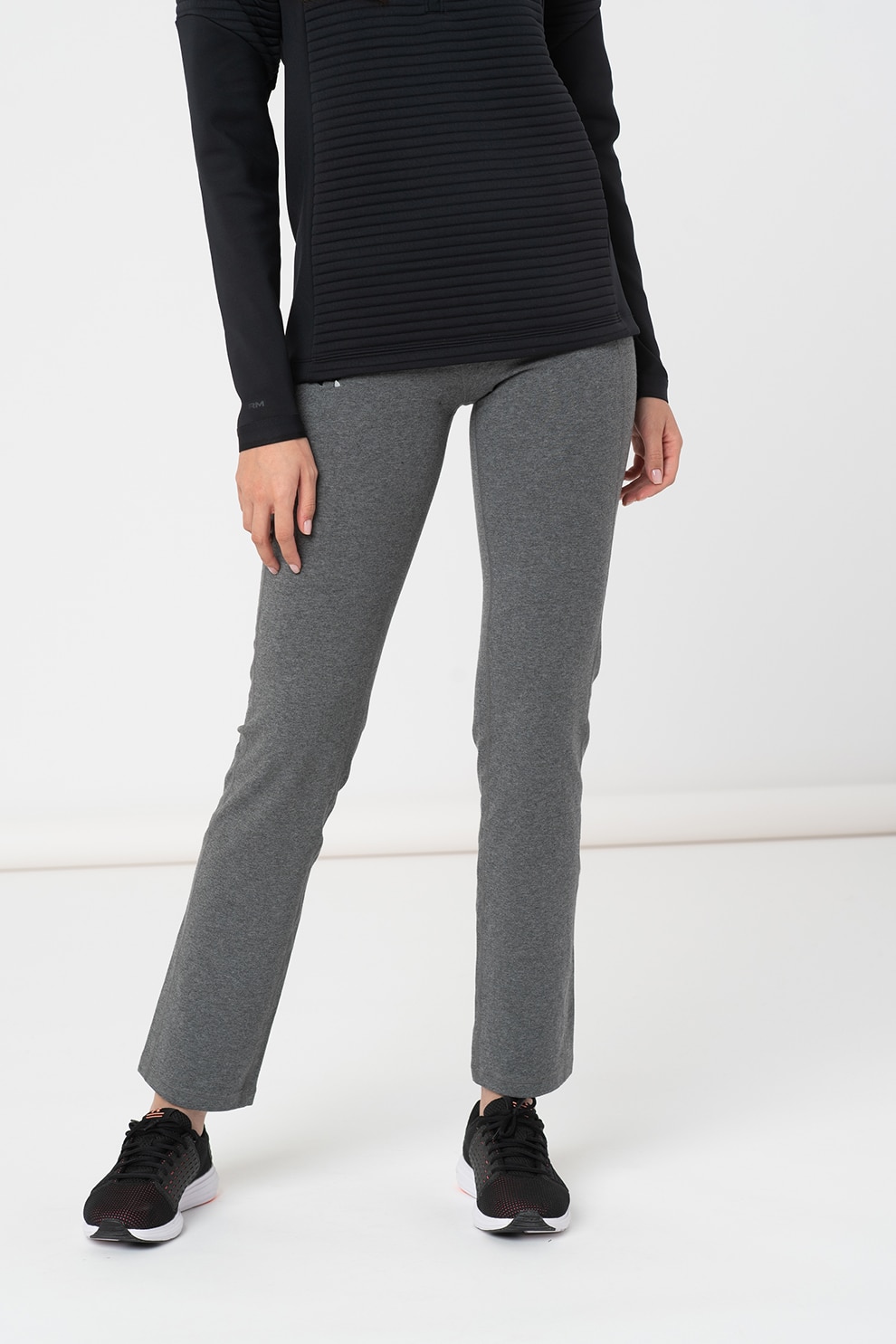 Under Armour, Pantaloni drepti pentru fitness Favorite, Gri inchis melange/Negru