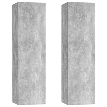 Set de 2 comode suspendate vidaXL, PAL, 30.5 x 30 x 110 cm, Gri beton Set de 2 comode suspendate vidaXL, PAL, 30.5 x 30 x 110 cm, Gri beton