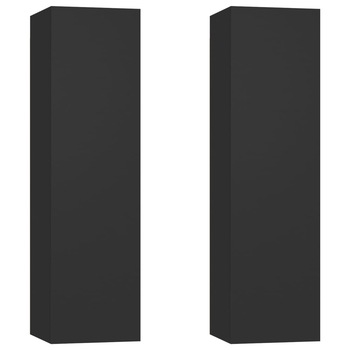 Set de 2 comode suspendate vidaXL, PAL, 30.5 x 30 x 110 cm, Negru Set de 2 comode suspendate vidaXL, PAL, 30.5 x 30 x 110 cm, Negru