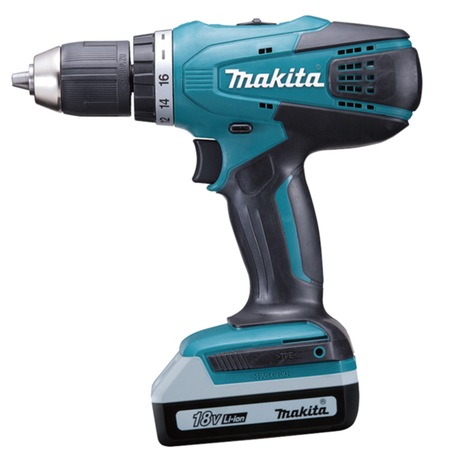 Masina de gaurit si insuburat Makita DF457DWE, 18V, 2 acumulatori li-ion, 1.3Ah, 42nm+ 2 seturi biti