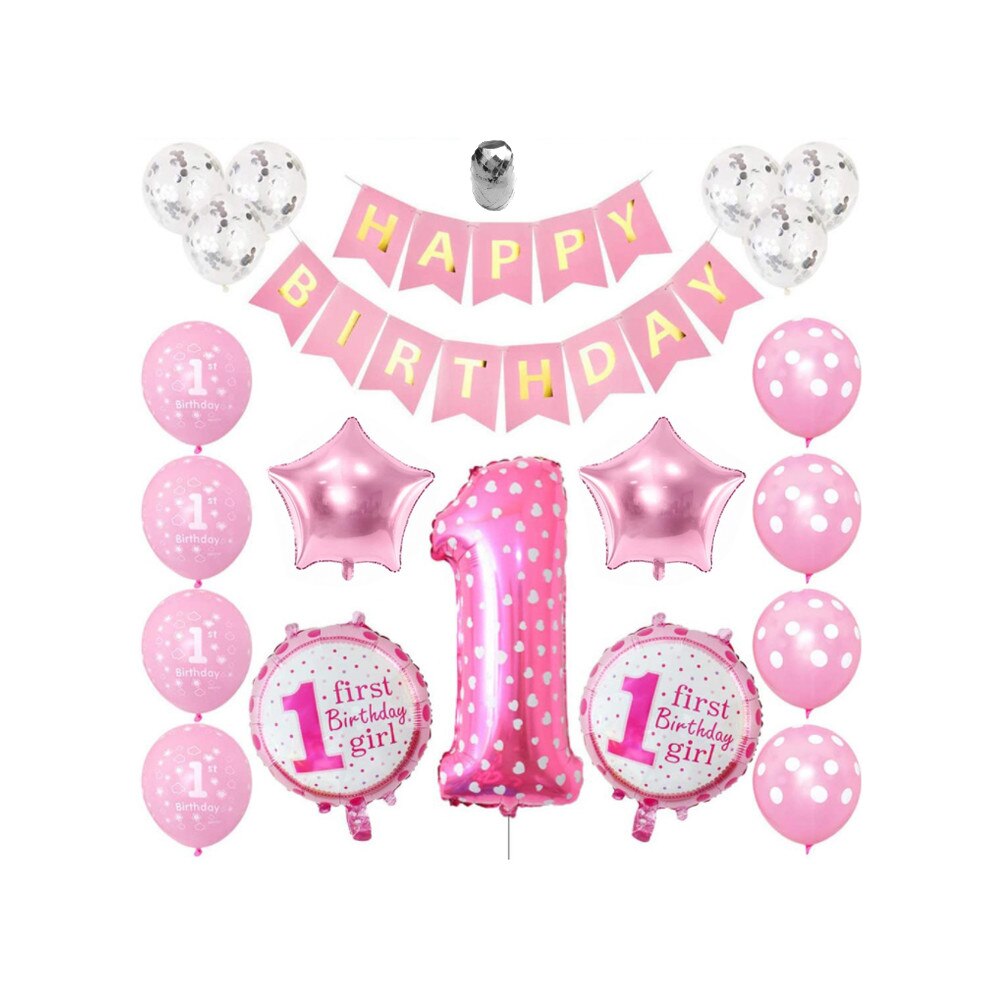 Set 21 baloane pentru aniversare petrecere happy birthday - 1 ani