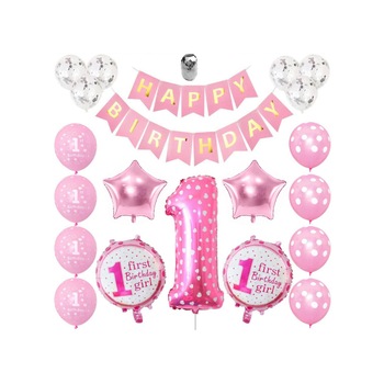 Set 21 baloane pentru aniversare petrecere happy birthday - 1 ani Set 21 baloane pentru aniversare petrecere happy birthday - 1 ani