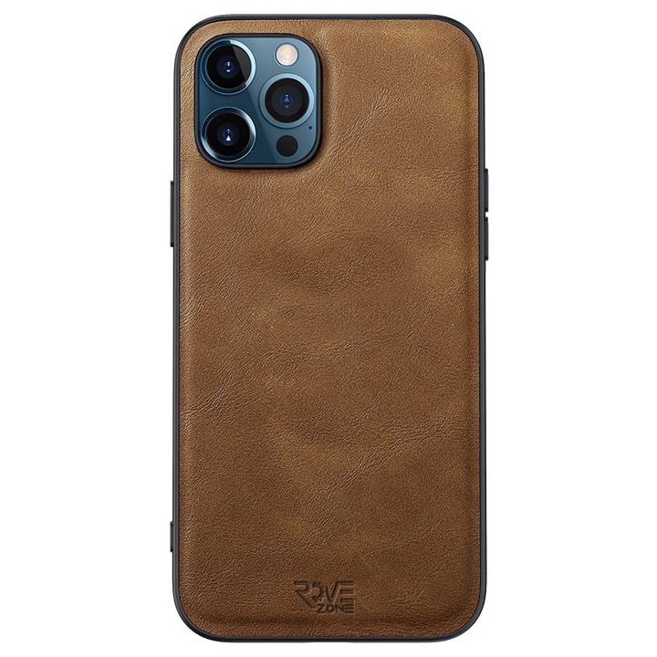 Husa de Protectie Magnetica din Piele Ecologica, RoveZone pentru iPhone 12, Maro