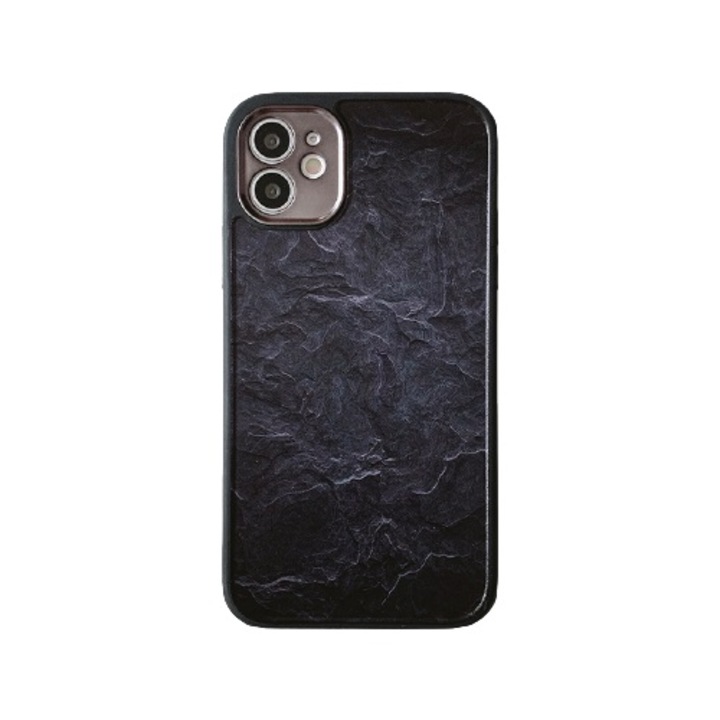 Husa de Protectie din Silicon, Aspect Marmura cu Protectie pentru Camere, RoveZone pentru iPhone 12, Neagra