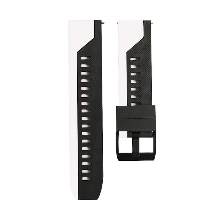 PHN szilikon szíj kompatibilis 20mm Samsung Gear S2 Huawei Watch GT2 42mm Amazfit BIP, fekete fehér, gyorskioldó