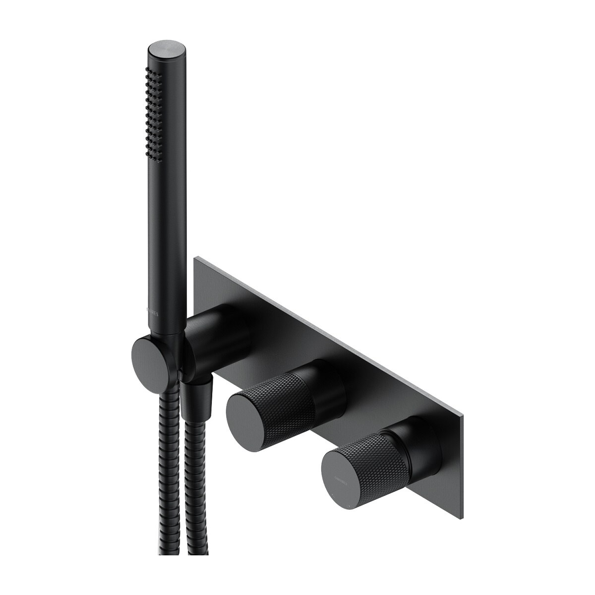 Baterie dus OMNIRES CONTOUR, Antracit, finisaj periat PVD, duze silicon Easy Clean, montaj incastrat