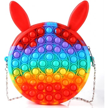 Jucarie interactiva Pop It Now, gentuta cu fermoar, rainbow Jucarie interactiva Pop It Now, gentuta cu fermoar, rainbow