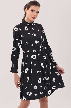 Closet LONDON, Rochie evazata cu model abstract, Negru Closet LONDON, Rochie evazata cu model abstract, Negru