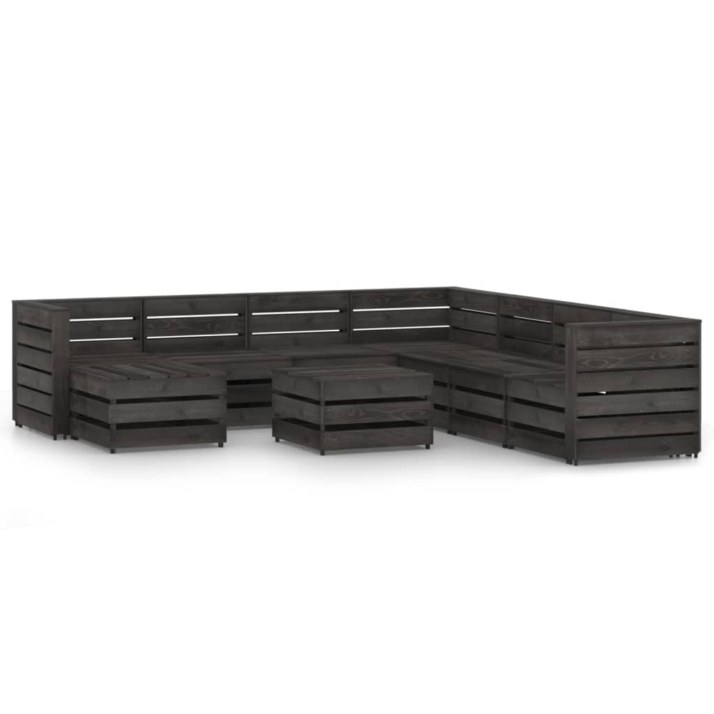 Set mobilier de gradina din paleti cu 9 piese din lemn de pin vidaXL, Lemn, Gri