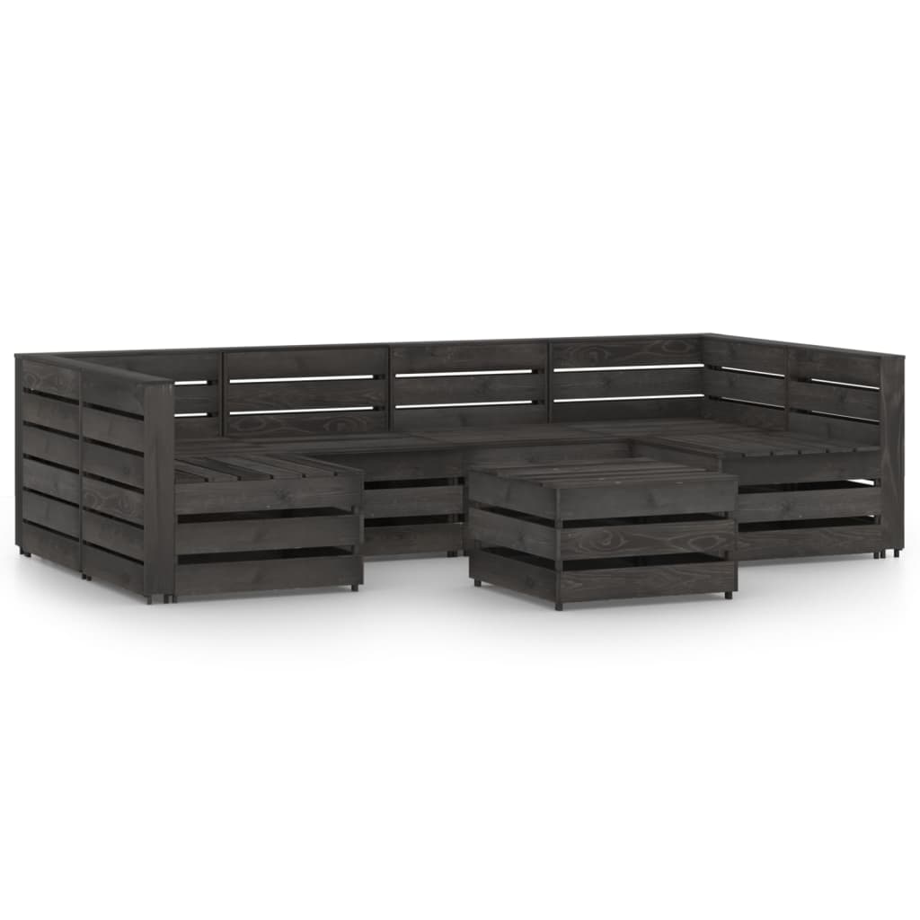 Set mobilier de gradina din paleti cu 7 piese vidaXL, Lemn, Gri