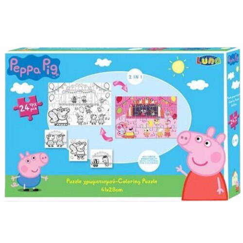 Puzzle de colorat Purcelusa Peppa 24 piese