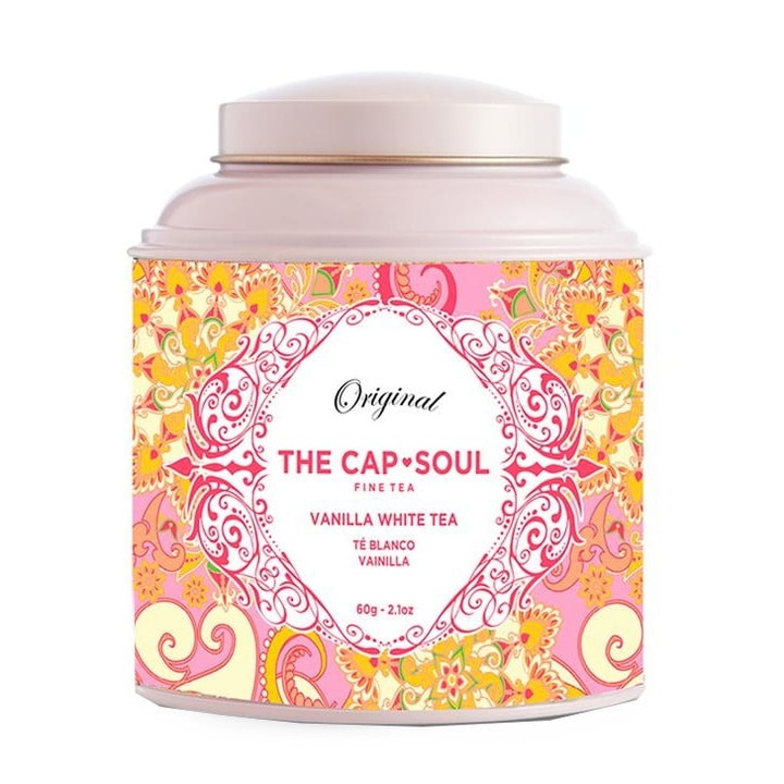 The Cap Soul fehér tea, vanília, 60 g, infúziós típus, gyógynövényes, vanília aromák, aromás íz, frissesség, 100%-ban természetes összetevők
