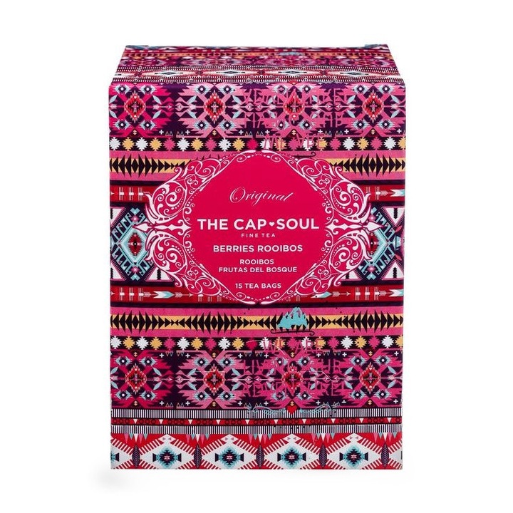 Ceai Rooibos The Cap Soul, Frutas del Bosque, 15 plicuri, din plante, antioxidant, antiinflamator, 100% ingrediente naturale