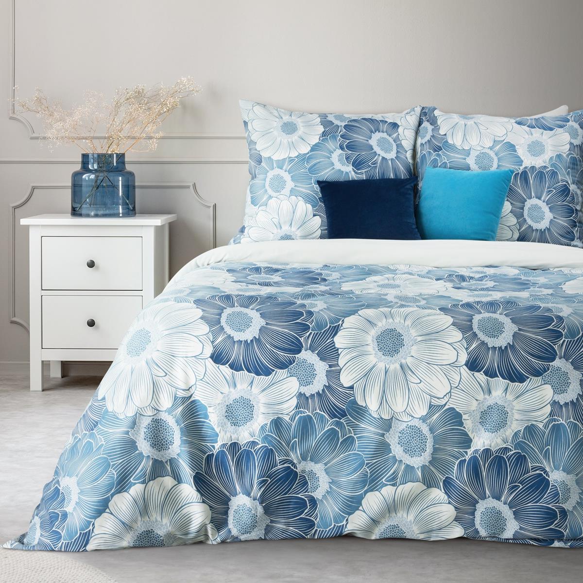 Lenjerie de pat din bumbac, Eurofirany CLASS-02 160x200 gradina albastra