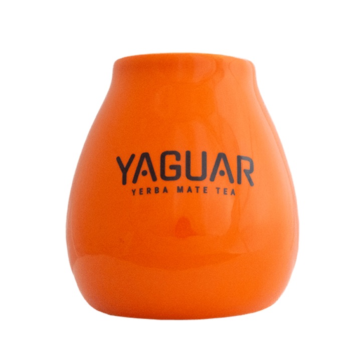 Bögre Yerba Mate, Kalácsa, Cebador, Yaguar, Kerámia, Narancssárga, 350 ml