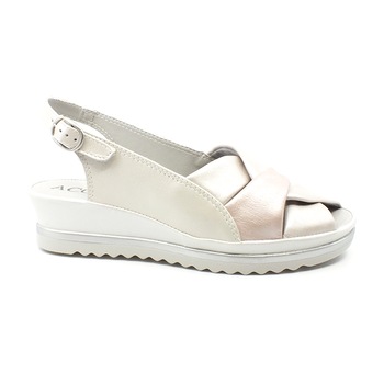 Sandale dama, ACO, piele naturala, multicolor, Alb/Multicolora Sandale dama, ACO, piele naturala, multicolor, Alb/Multicolora