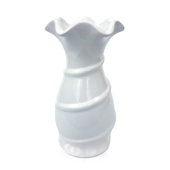 Vaza din ceramica cu gura ondulata si spirale 18 cm Vaza din ceramica cu gura ondulata si spirale 18 cm